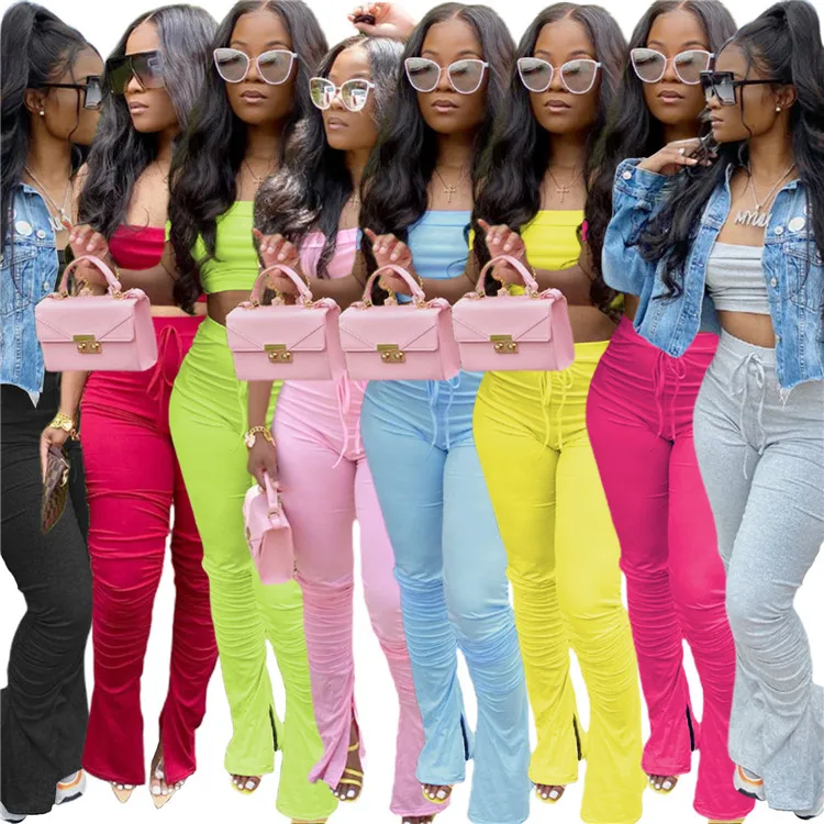 

women fashion color plaid sport two piece set outfit