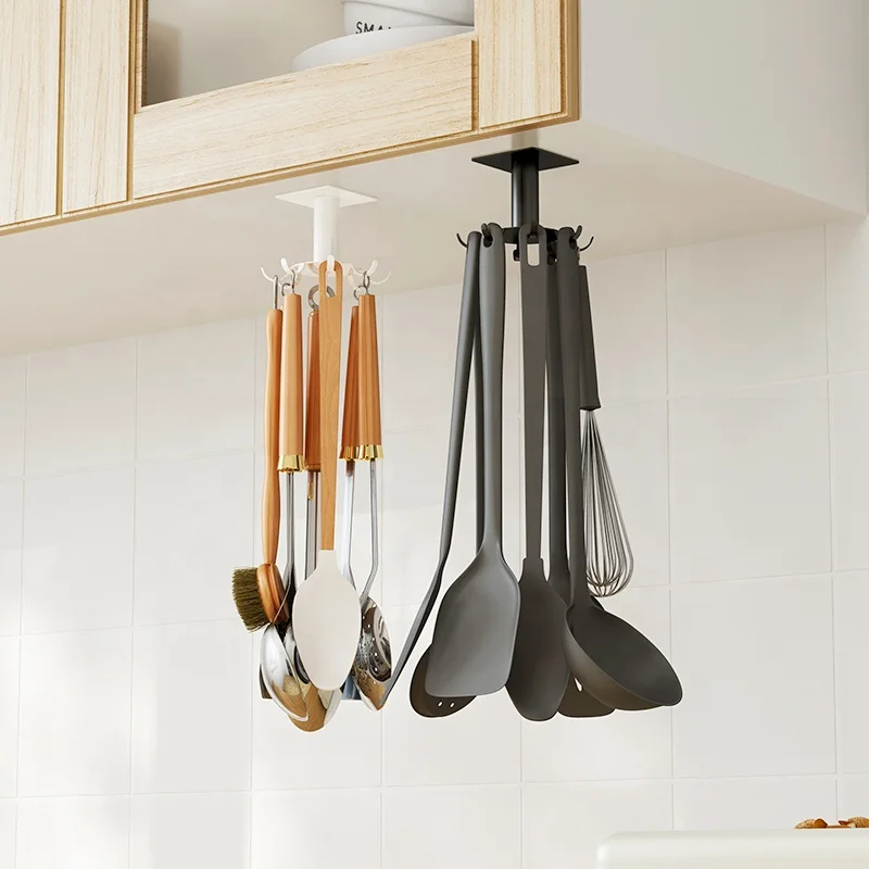

Nordic Multifunction Bathroom Adjustable Rotating Hook Wall Mounted No Trace Plastic Kitchen Hook Rack