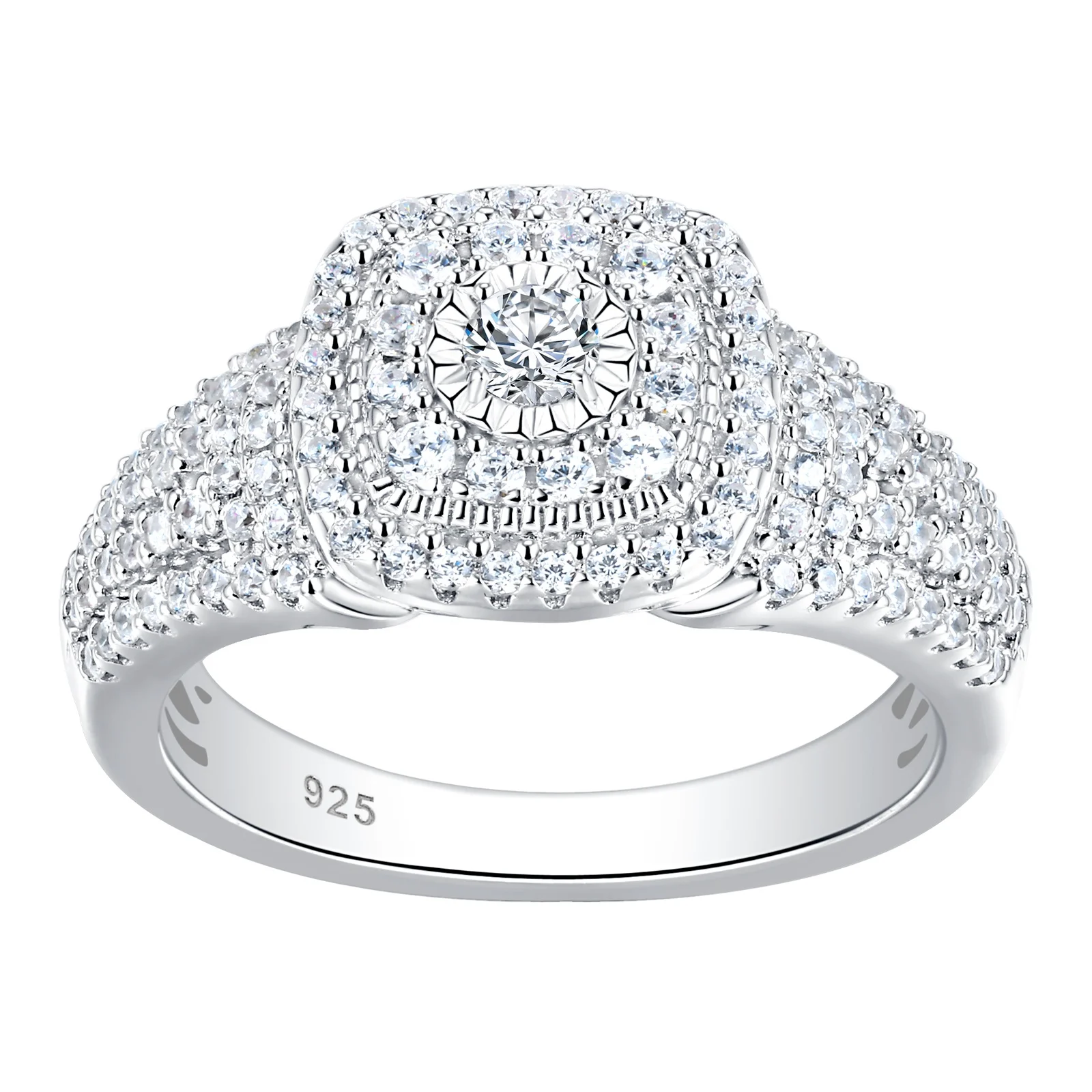 

Newshe Solid 925 Sterling Silver Halo Round Cut Engagement Ring For Women Classic Wedding Jewelry Cubic Zircons BR1091