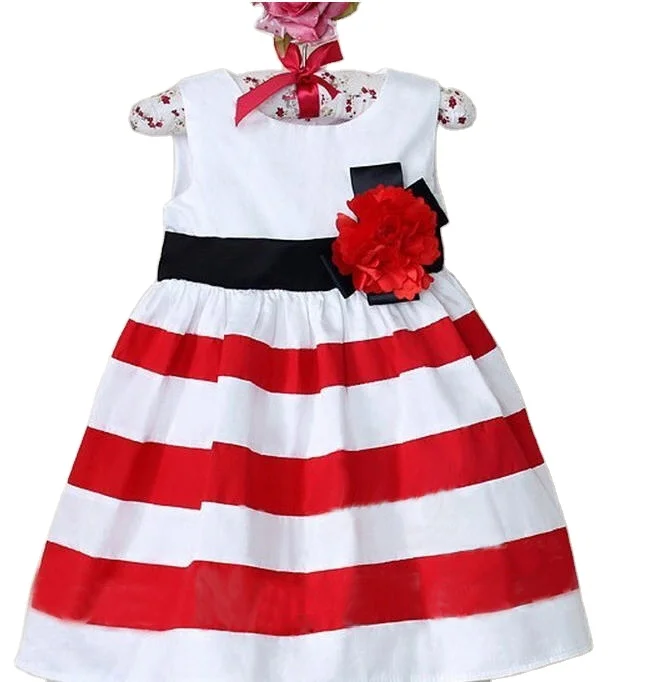 

Kid Girl Wide Stripe Sleeveless Dress Flower High Waist Beach Skirt