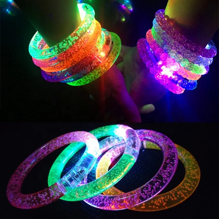 

Free Shipping Flash Bracelet Wrist Ring LED Light Emitting Electronic Party Toys Colorful Luminous Glowing Bracelet