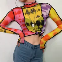 

E91720 2019 wholesale women fashion printed T shirt lady longsleeves multi color T-shirt new arrival upper outwear