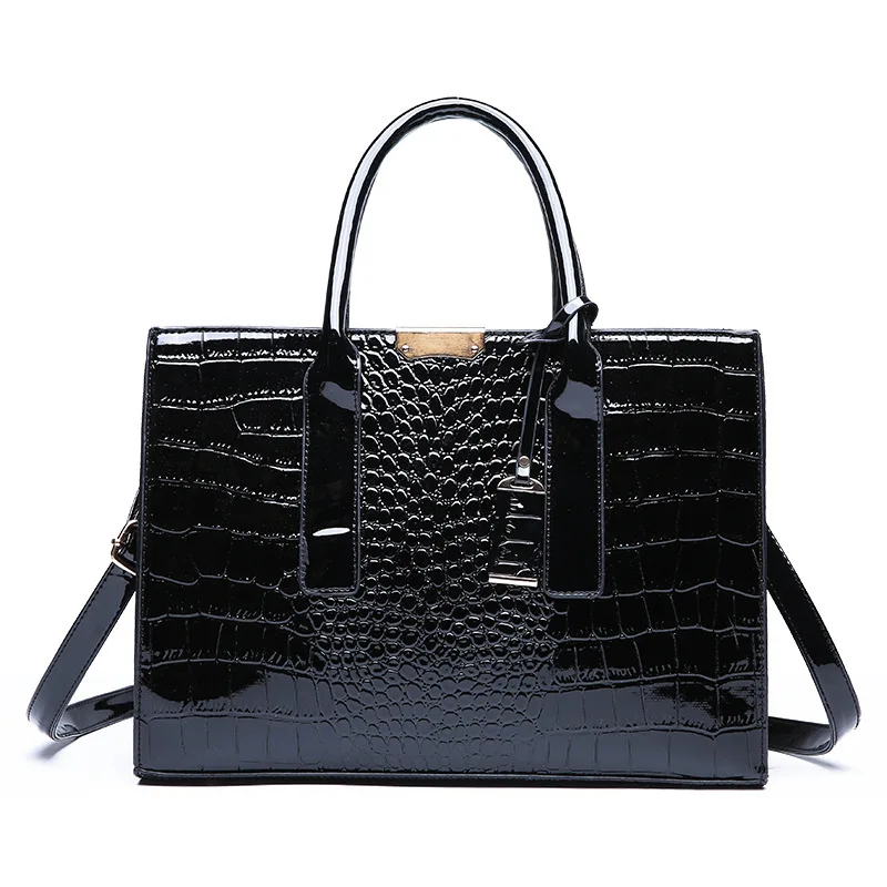 

Fashion solid color crocodile square hard lacquer tote bags women handbag luxury handbags for women, As pictures