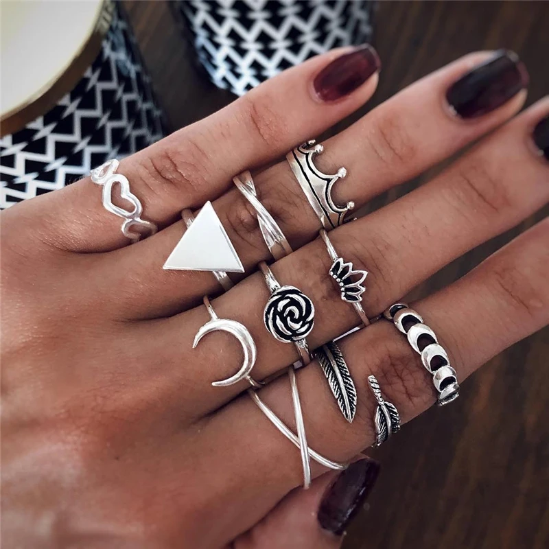 

Fashion Silver crown ring set for women Wholesale N204227