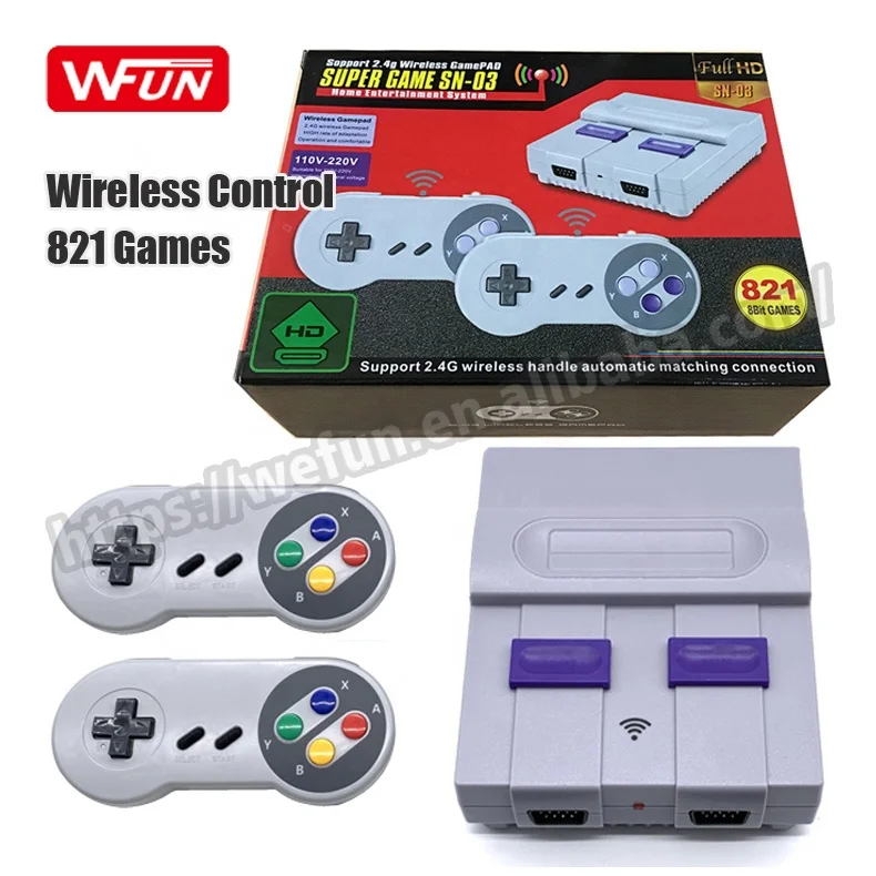 

New HD Output Handheld TV Video Games Console build in 821 Retro Classic 8 Bit Games with 2.4G Wireless Dual Gamepad Controller, White