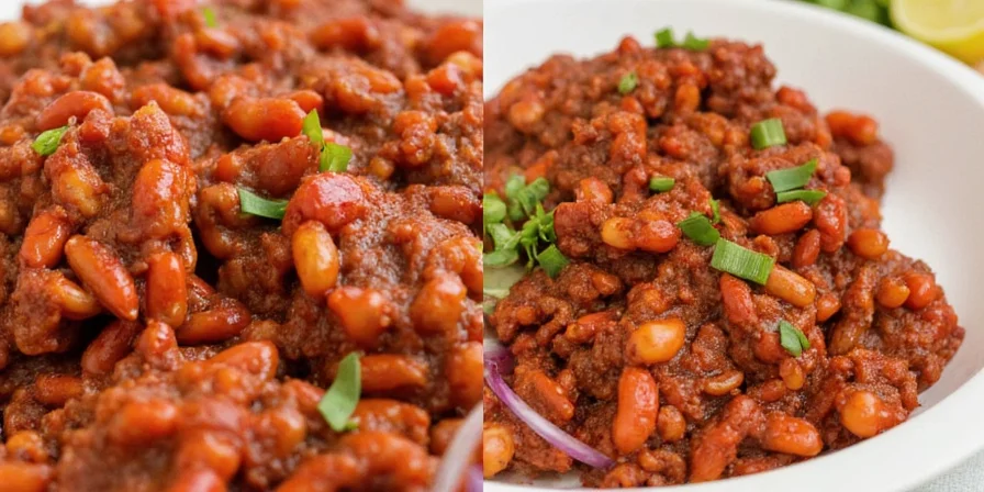 Finished chorizo chili served in a bowl