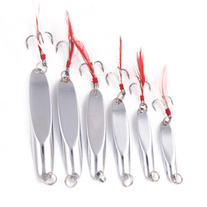 

Jetshark 7g 10g 15g 20g 30g 40g TOP Quality Luminous Factory Metal Blade Lure With Red Piece Fishing Spoon Bait