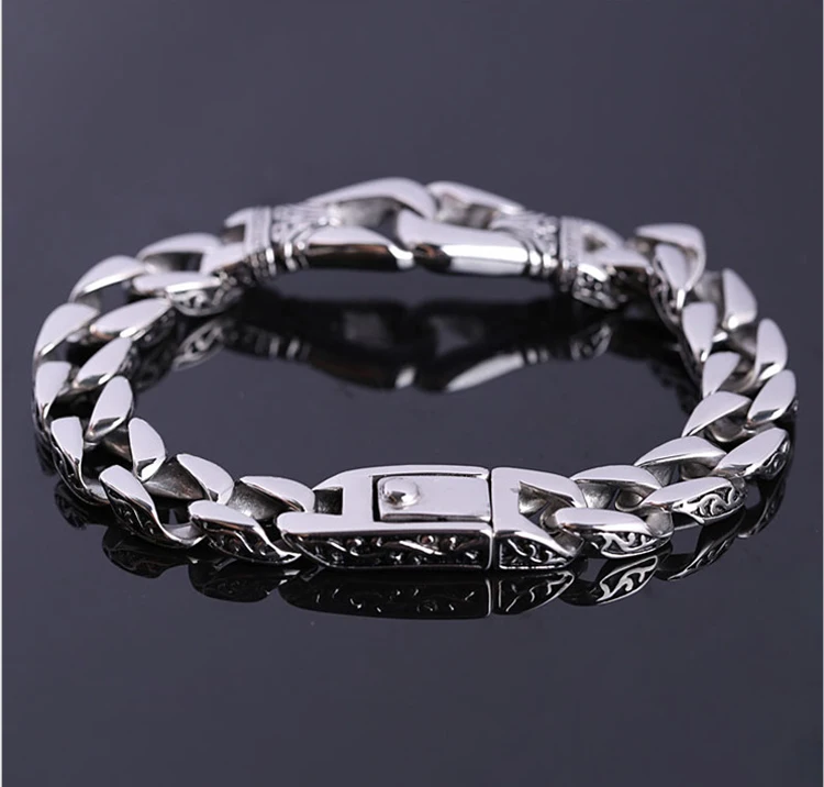 

Stainless Steel Jewelry Wholesale Retro White Gold Plated Men Titanium Cuff Bracelet