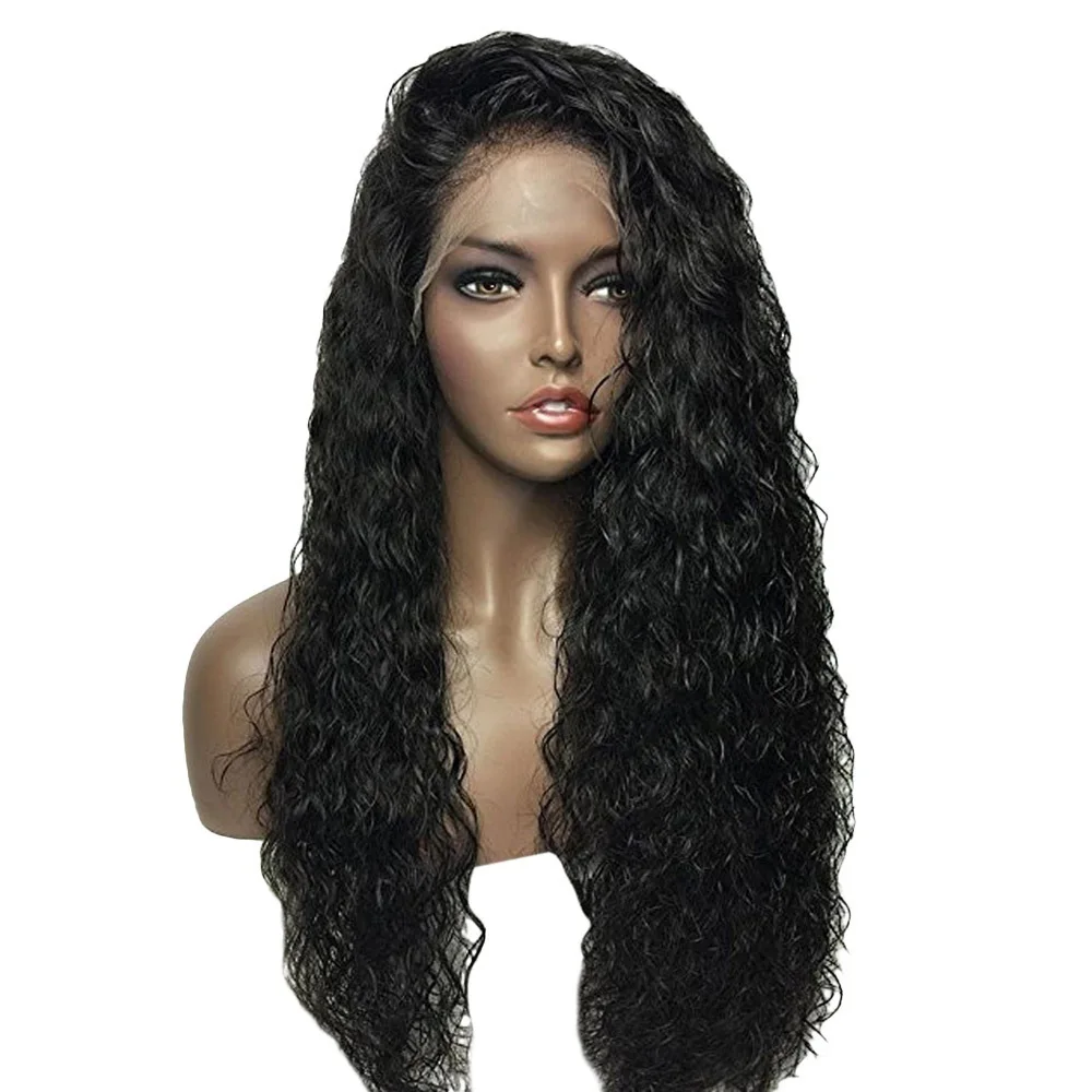 

2021 Fashion Long Length Jet Black Big Hair Women Wigs Simulation Human Hair Wig Lace Front Wig