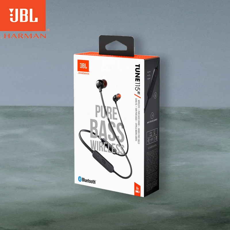 

T115BT 3-Button Remote Mic Wireless BT Earphone Sports Bass Sound Speed Charging Headset Original JBL TUNE 115BT