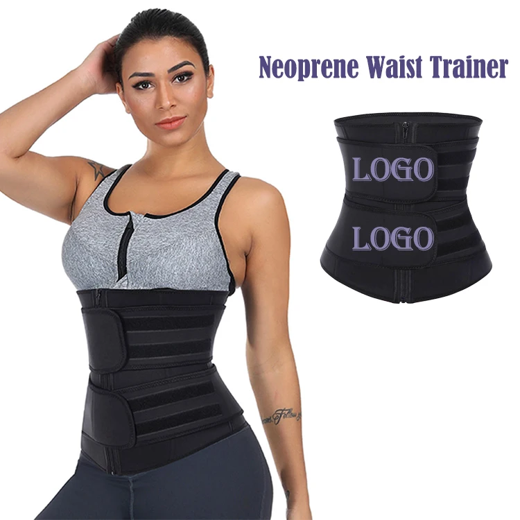 

Best Selling Double Belt Plus Size Shapewear Neoprene Custom Women Corset Waist Trainer Private Label, As shown custom waist trimmer belt