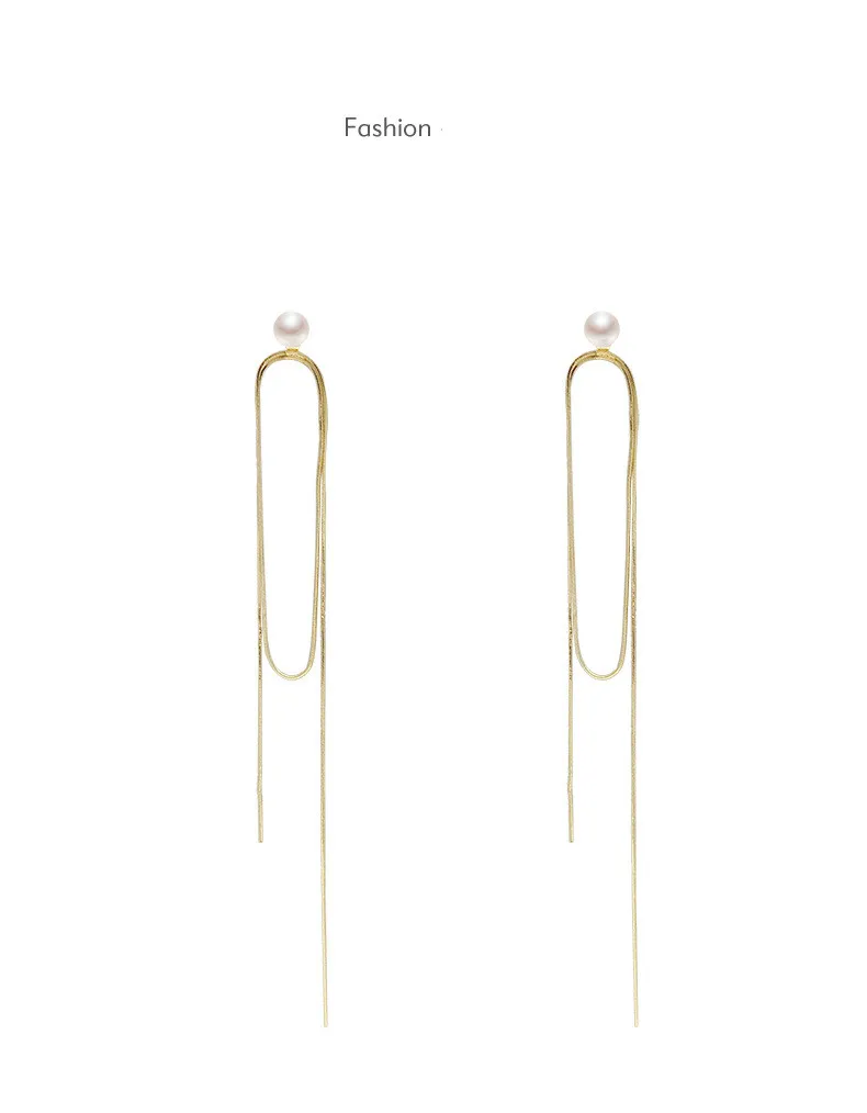 

Pearl pendant shining korean sweet jewelry tassel earrings