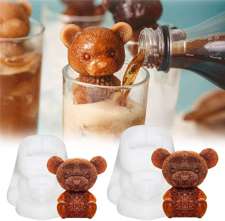 

3D Animals Teddy Bear Dog Cat Pig Skull Silicone ice cube tray mold Easy Release Soap Candle Coffee Topper Mold, Picture colors any pantone color can be customized