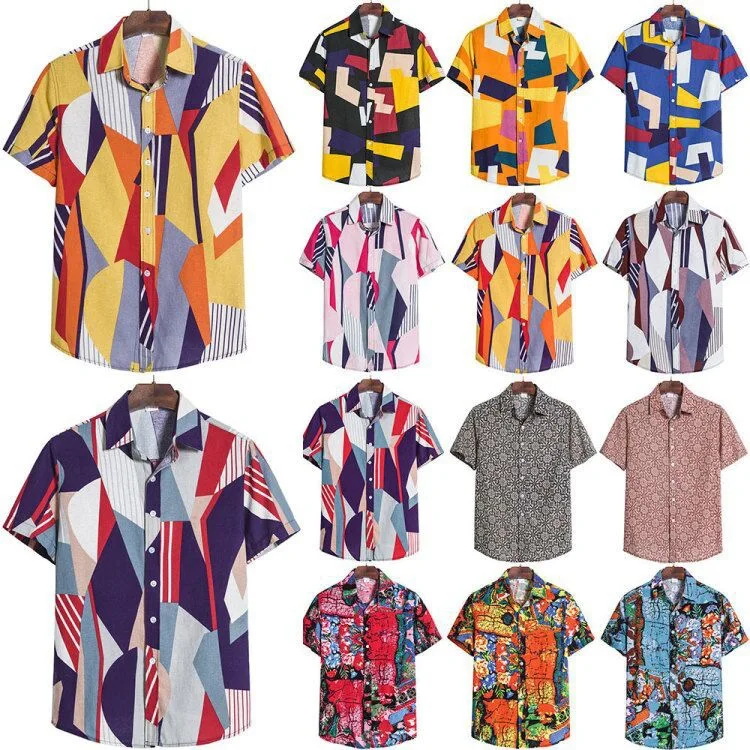 

Aloha 2021 Camisa Casual 5xl Plus Size Summer Shirt Short Sleeved Men'S Broadcloth T Shirts Beach Floral Hawaiian Shirt, Picture color