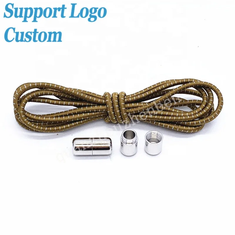 

New product custom Metal capsule lazy shoelace elastic rubber band round non-tied shoelaces