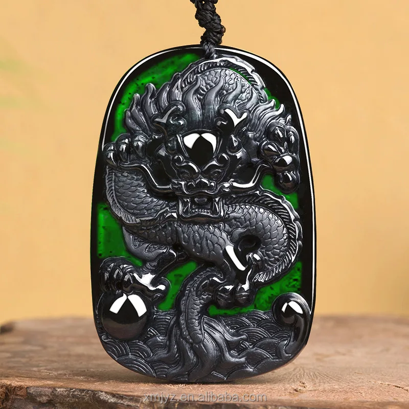 

Certified Grade A Natural Ink Cui Jadeite Ink Jade Dragon Brand Jade Pendant Zodiac Dragon Ice Pendant Sihui Jade Wholesale