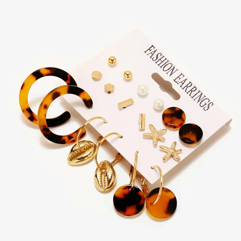 

New Design Acrylic Hoop Stud Drop Dangle Earrings Set for Women Girls, Picture