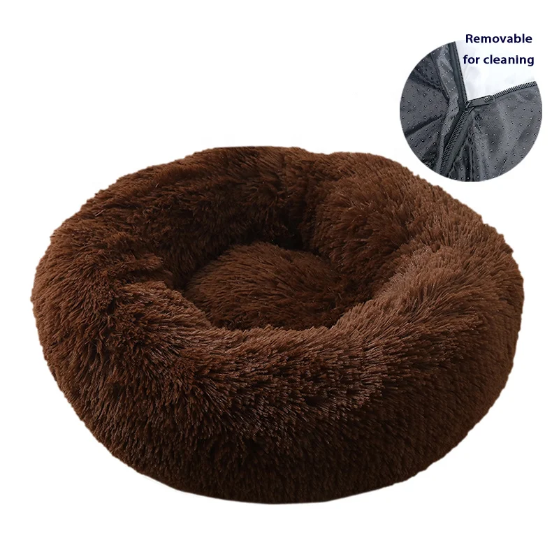 

Removable Warm Round Customized Calming Fluffy Plush Bed Other Pet Beds For Dog Cat, Multiple colors available