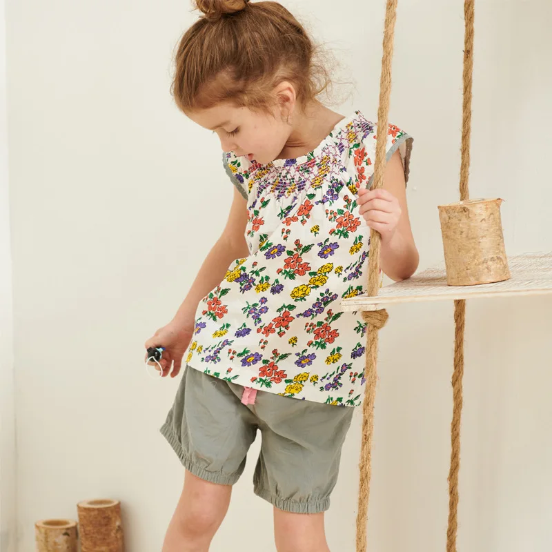 

Hot clothes set summer milk silk children sweet style cartoon printed dress and pants girl set, Picture shows