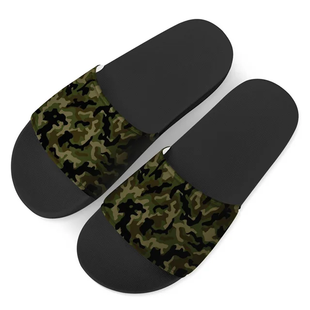 

Army green camouflage Custom Slippers image Summer men Outdoor light Non-slip Beach Shoes women Platform Flip Flops Jungle force