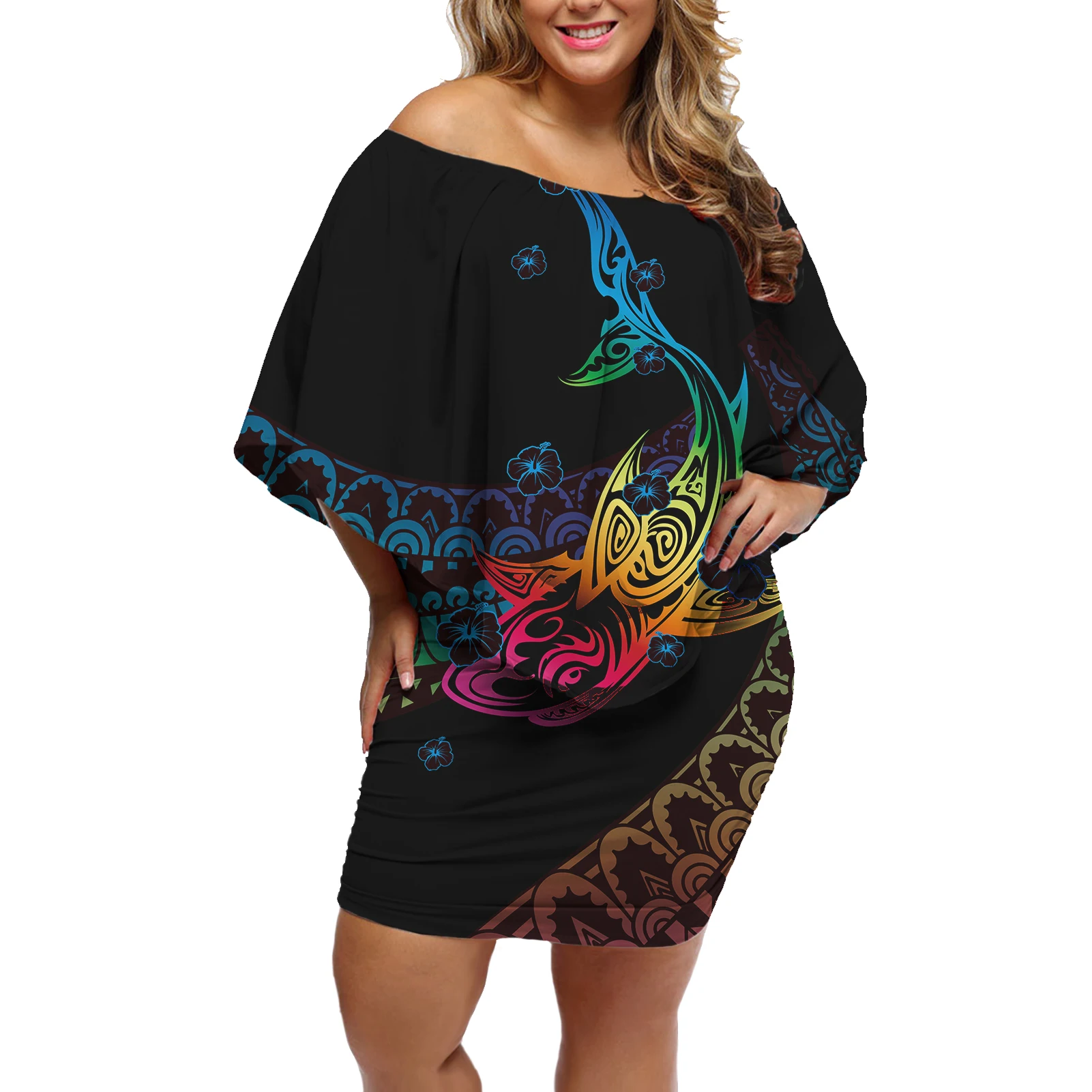 

Bodycon Short Seleeve Womens Clothing 2021 Tropical Tribal Printing Design Ladies Dresses Cool Sexy Club Dresses Women Summer