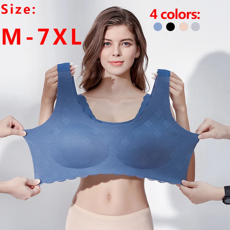 

Factory direct sales High quality  Thailand Latex Sports padded pads Push up Underwear Yoga Full cup Seamless Plus size bra, Blue black gray khaki