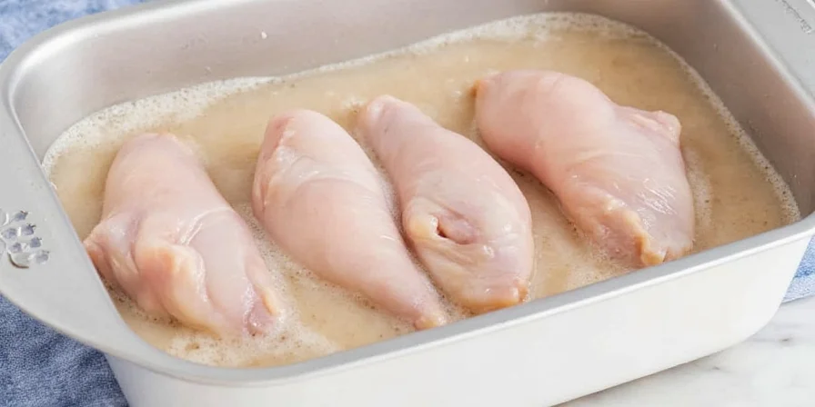 Golden buttermilk marinated chicken frying in a skillet