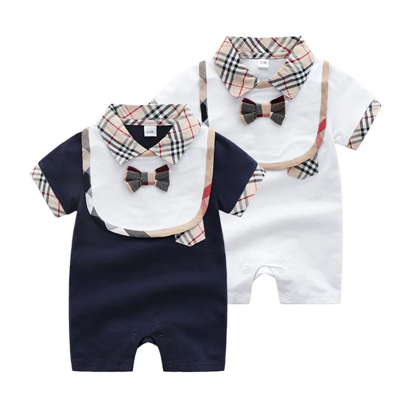 

High Quality Infant Baby Organic Bodysuit With Bow Summer Thin Romper OEM