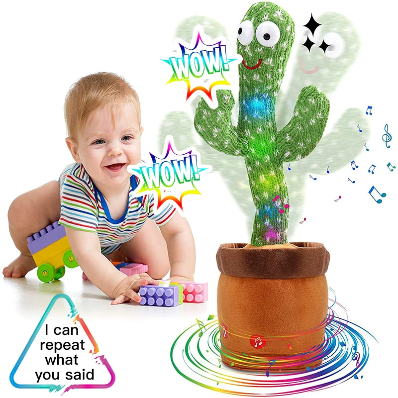 

2023 TK Hot Sale 32cm Soft Dancing Cactus Plush Toy Cartoon Factory Cheap Cactus Singing Dancing Talking Toys for Kids