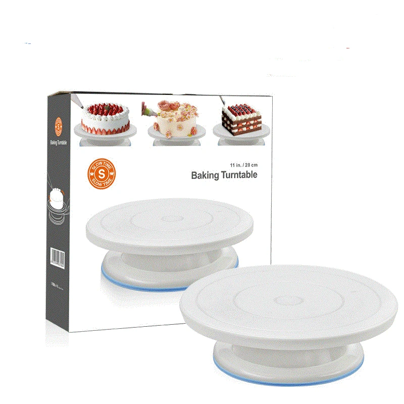 

New Cake Decorating Turntable with Anti-Slip Bar Plastic Rotating Cake Turntable Decorating Color Box baking Turntable