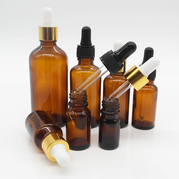 

online custom design cosmetic serum Essential oil amber 10ml glass dropper bottles