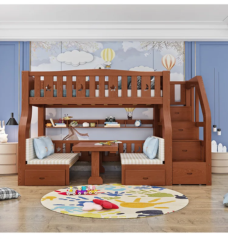 
Factory direct supply children beds wooden kids wood bunk bed big house 