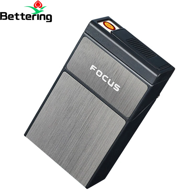 

smoking set accessories gift dampproof 20pcs electronic cigarette metal cases box with built in usb lighter plastic rechargeable