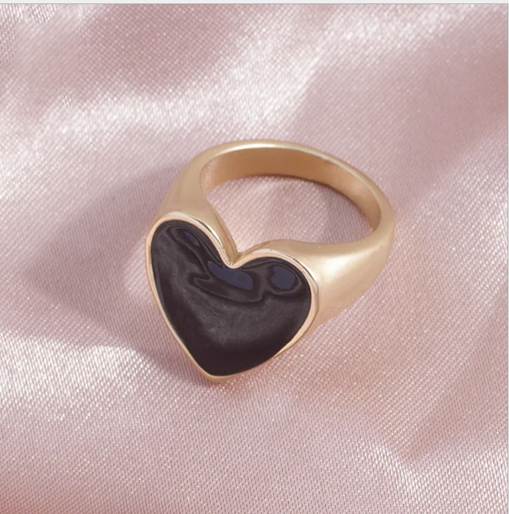 

Amazon Europe and America cross-border jewelry matte gold matte silver drop nectarine heart ring ins explosive jewelry color pre