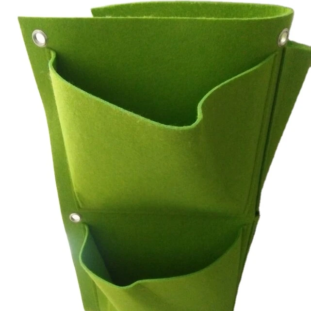 

green color Vertical Garden Planter felt growing bag