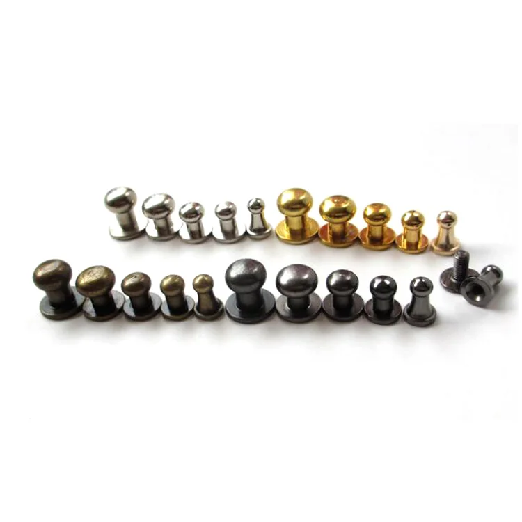 

Wholesale brass material stocks 4mm-12mm brass screw studs ball screw rivet button for leather and shoes