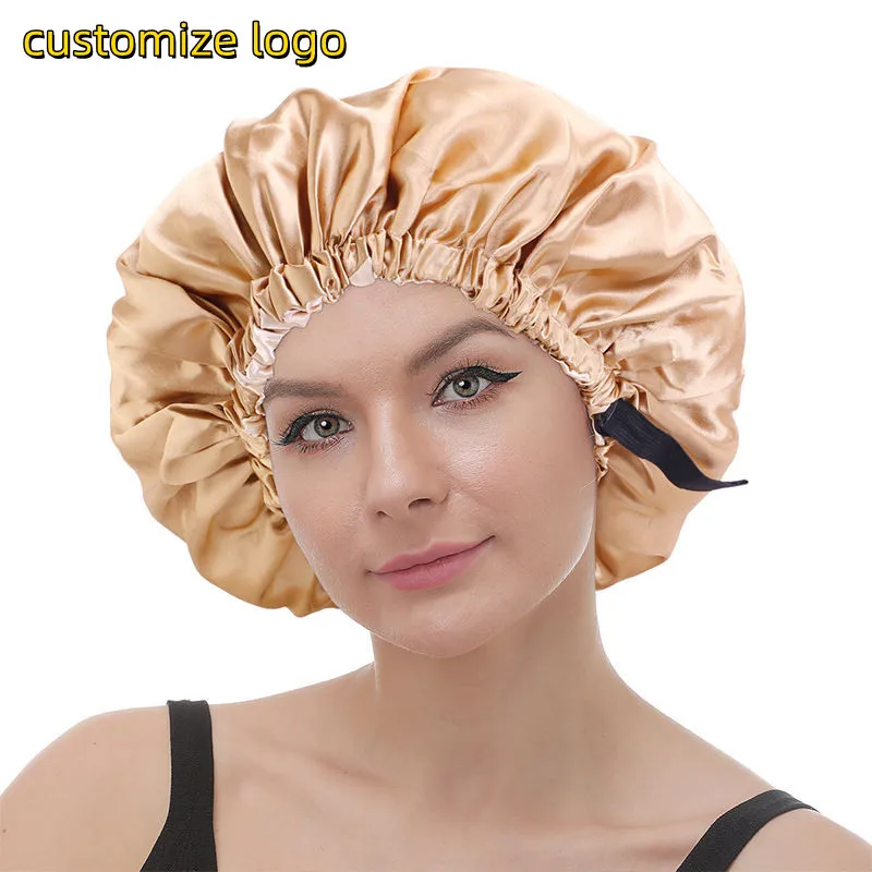 

Customize Adjust Size Satin Lining Women Reversible Bonnets with Tie Belt