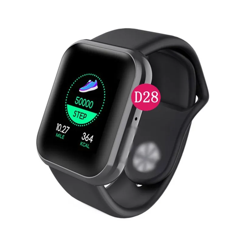 

D28 Smart watch Heart Rate Measurement Smart Wristband Blood Pressure Monitoring Waterproof Call Reminder Smartwatch D28, Black/gold/white
