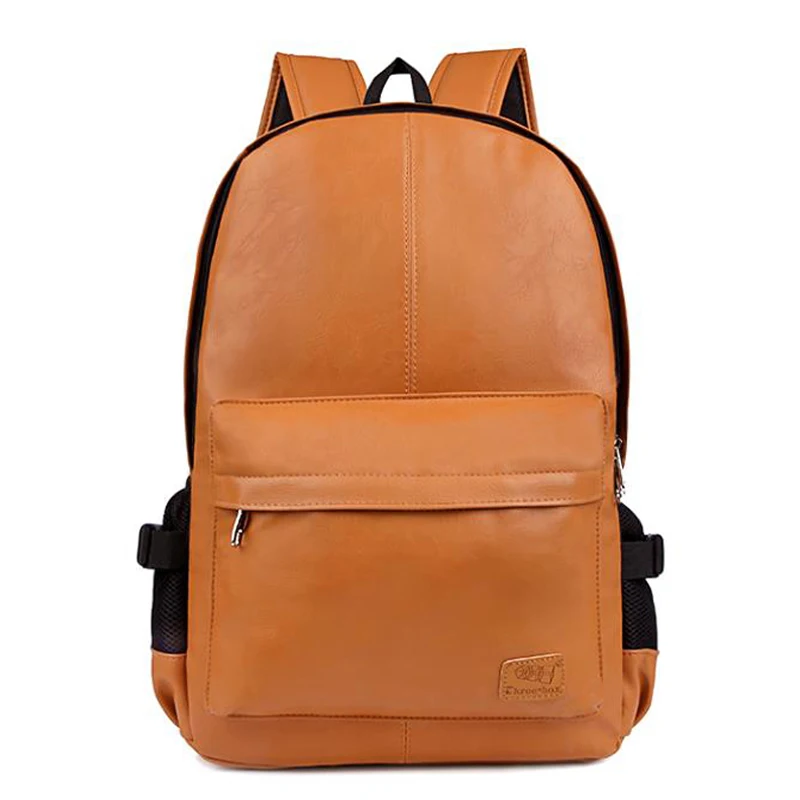 

Hot Top PU Leather Waterproof Travel Laptop Backpack Bag For College Simple Design Men Casual Daypacks Mochila Male School Bag