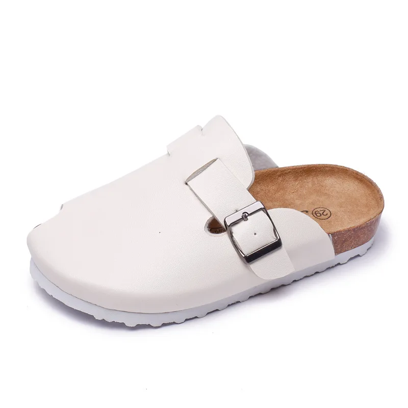 

New Toddlers Boys Girls Sandals 2022 Summer Children Corks Beach Shoes Kids Fashion Sandals Anti-sliperry Soft Simple New Hot, Black white