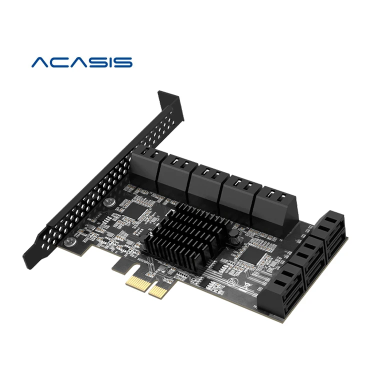 

2021 New Arrival 16 Port X1 PCIE to SATA Card Support 16*16TB, Black