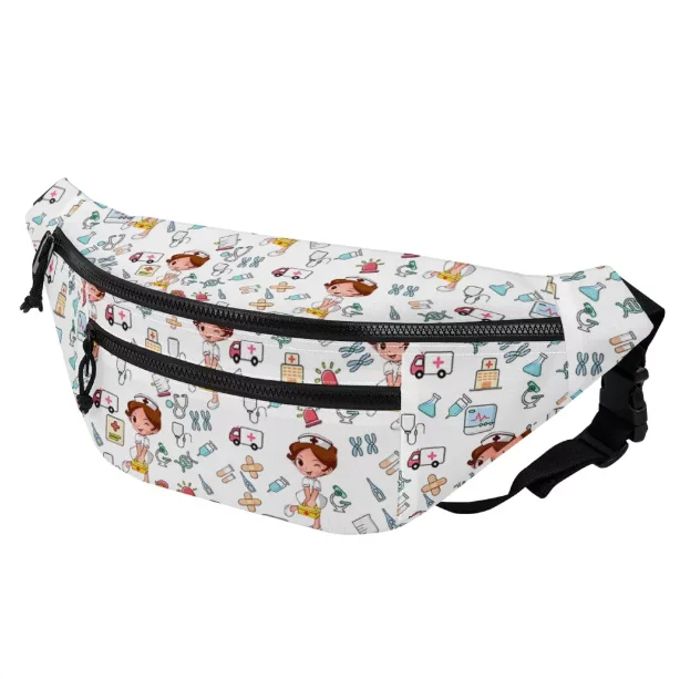 

100% polyester medical fanny pack purses waterproof nurse fanny pack organizer personalized white nursing waist bag, As shown in the picture or customized