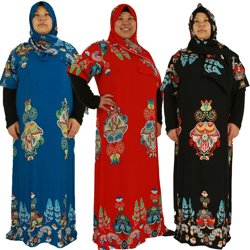 

New Colorful Rayon Batik Abaya Hijab African Design Clothing, 3 colors