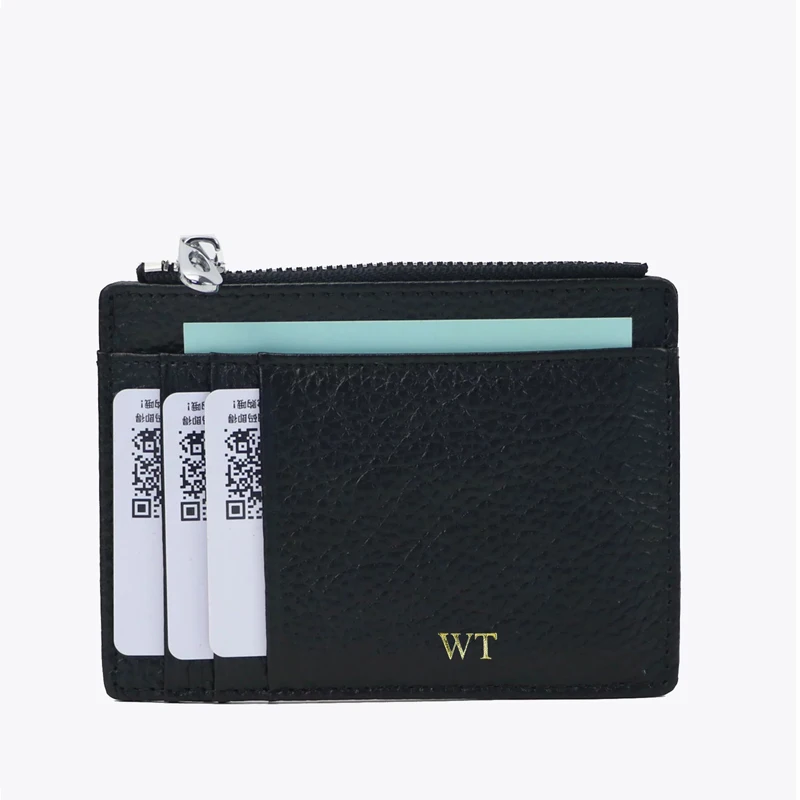 

Wholesale card holder wallet genuine leather credit id business card holders with zipper
