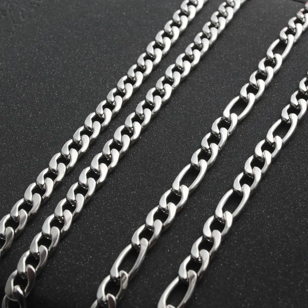 

silver color Solid Necklace Curb Chains Link Men Choker Stainless Steel Male Female Accessories Fashion, Golden,silver