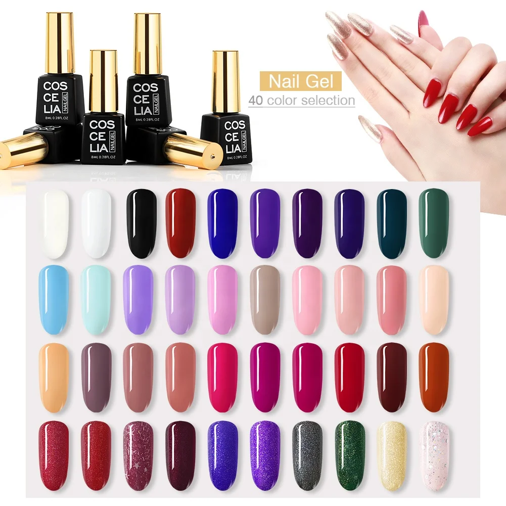 

COSCELIA 40 Colors Long Lasting 8ml Nail UV Gel Polish fashion plastic bottle