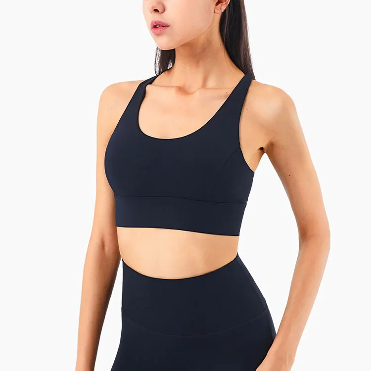 

High Quality Women Halter Fitness Wholesale Open Back Chest Supportive Yoga Sports Bra