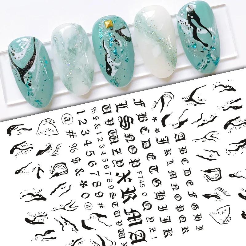 

2021 Number Nail Art Decoration Roman Alphabet Letters Nail Art Self Adhesive Stickers, Picture