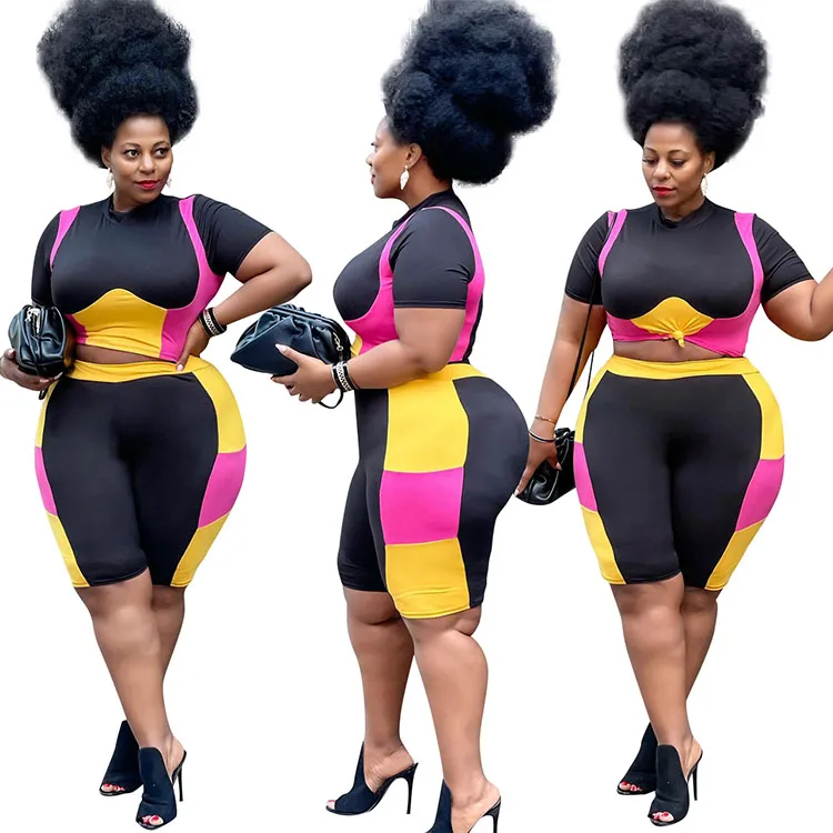 

Short Tracksuits Plus Size Women Clothing 2 Piece Set Women Shorts Crop Top Shorts Set