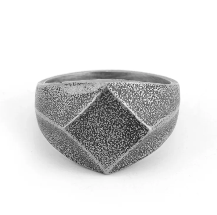 

Stainless Steel Retro Rhombus Shape Punk Style Men Ring, Anti-silver